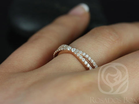 Ready to Ship Skinny Lima 14kt YELLOW Crossover Diamond Ring - Rosados Box