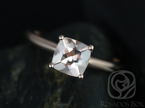 Ready to ship Albina 6mm 14kt Rose Gold Morganite Petite Tulip Cushion Solitaire Engagement Ring - Rosados Box