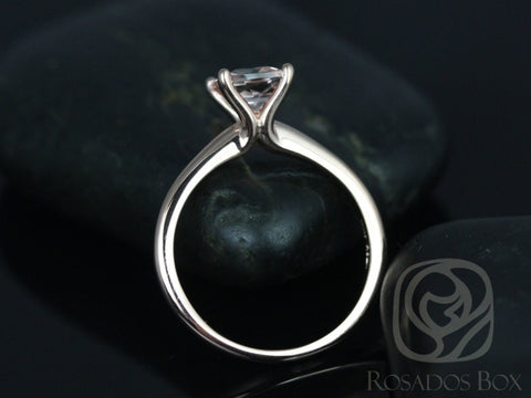 Ready to ship Albina 6mm 14kt Rose Gold Morganite Petite Tulip Cushion Solitaire Engagement Ring - Rosados Box