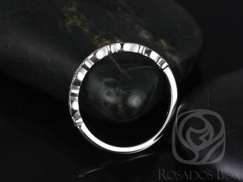 Gwen 14kt Gold WITH Milgrain Art Deco Diamond HALFWAY Eternity Ring - Rosados Box