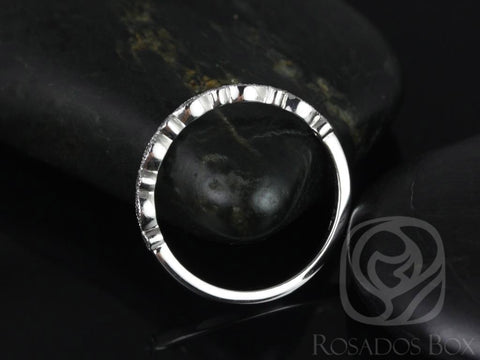 Rosados Box Ready to Ship Ultra Petite Gwen 14kt White Gold Dainty Art Deco WITH Milgrain Diamonds HALFWAY Eternity Band Ring