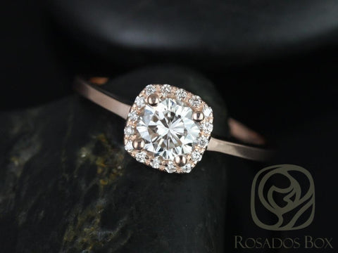 0.50ct Bella 5mm 14kt Moissanite Diamonds Cushion Halo Ring