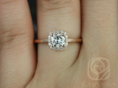 0.50ct Bella 5mm 14kt Moissanite Diamonds Cushion Halo Ring