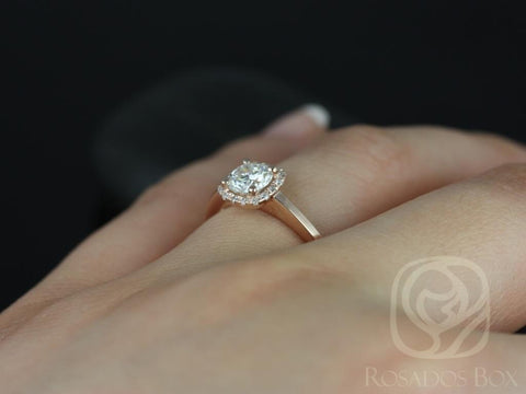 0.50ct Bella 5mm 14kt Moissanite Diamonds Cushion Halo Ring