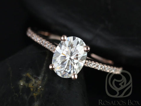 1.50ct Blake 8x6mm 14kt Moissanite Diamond Oval Solitaire Ring - Rosados Box