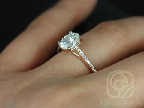 1.50ct Blake 8x6mm 14kt Moissanite Diamond Oval Solitaire Ring - Rosados Box