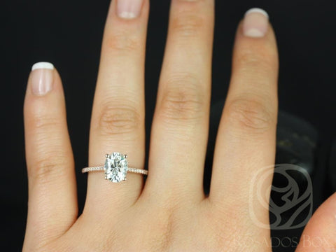 2cts Blake 9x7mm 14kt Moissanite Diamond Oval Solitaire Ring - Rosados Box