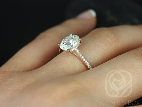 2cts Blake 9x7mm 14kt Moissanite Diamond Oval Solitaire Ring - Rosados Box