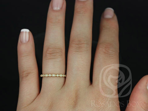 Ready to Ship Gwen 14kt Yellow Gold WITH Milgrain Diamond HALFWAY Eternity Ring - Rosados Box