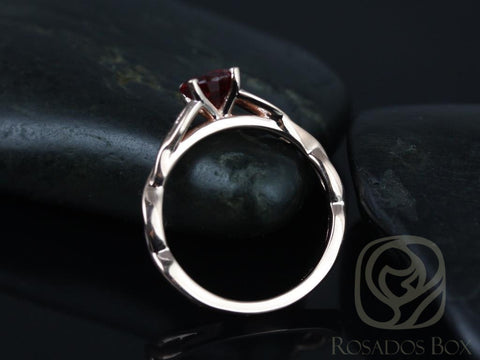 Cassidy 6mm 14kt Solid Rose Gold Round Ruby Celtic Love Knot Triquetra Engagement Ring - Rosados Box