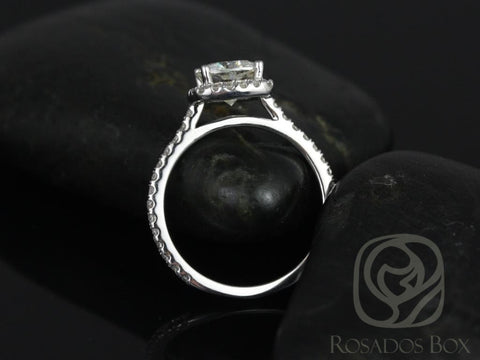 1.30ct Catalina 6.5mm 14kt Moissanite Diamond Dainty Cushion Halo Ring - Rosados Box