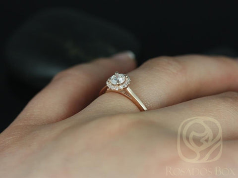 1/3ct Amerie 14kt Gold Diamond Dainty Round Halo Ring - Rosados Box