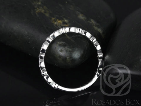 Ultra Petite Gwen 14kt White Gold Diamond Vintage WITHOUT Milgrain ALMOST Eternity Ring Stack Ring - Rosados Box