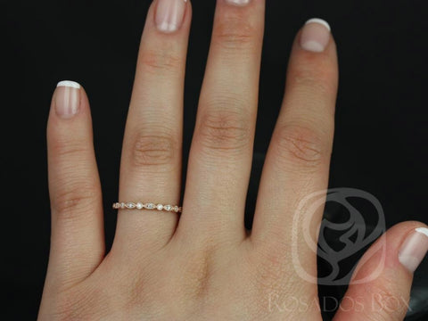 Gwen 14kt Rose Gold WITH Milgrain Diamond ALMOST Eternity Ring - Rosados Box