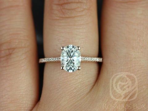 1.50ct Blake 8x6mm 14kt Moissanite Diamond Oval Solitaire Ring - Rosados Box