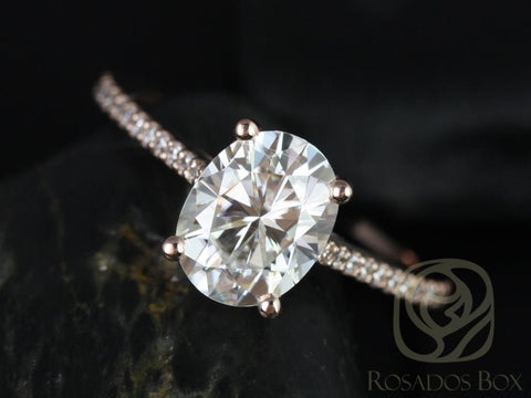 2cts Blake 9x7mm 14kt Moissanite Diamond Oval Solitaire Ring - Rosados Box
