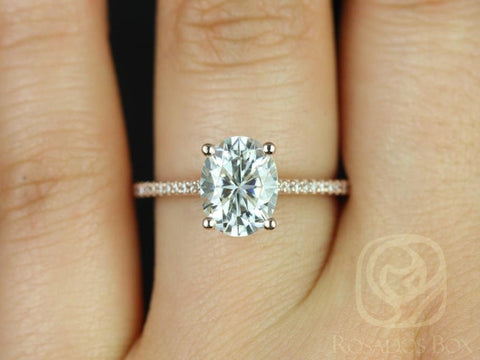 2cts Blake 9x7mm 14kt Moissanite Diamond Oval Solitaire Ring - Rosados Box