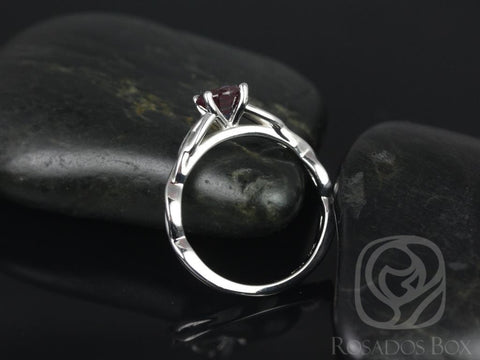 Cassidy 6mm 14kt Solid White Gold Alexandrite Dainty Celtic Love Knot Triquetra Unique Round Solitaire Engagement Ring - Rosados Box