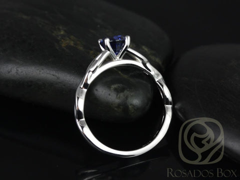 Cassidy 6mm 14kt Gold Blue Sapphire Celtic Love Knot Triquetra Round Solitaire Ring - Rosados Box