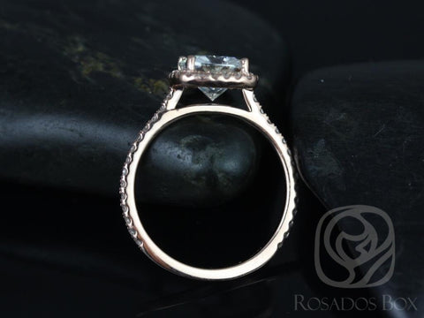 2ct Catalina 7.5mm 14kt Rose Gold Moissanite Diamond Minimalist Cushion Halo Ring,Dainty Cushion Halo Ring,Cushion Engagement Ring
