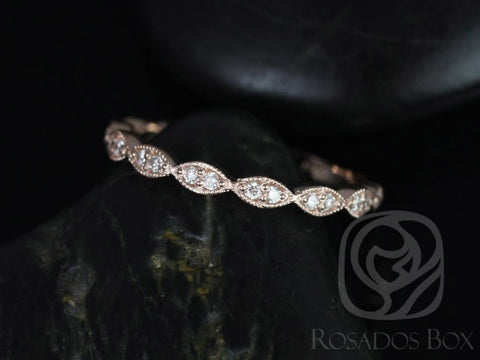 14kt Matching Band Christie/Katya/Sunny/Samantha WITH Milgrain Diamond ALMOST Eternity Ring - Rosados Box