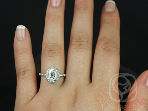 2ct Chantelle 9x7mm 14kt Gold Moissanite Diamond Non-Cathedral Oval Halo Ring - Rosados Box