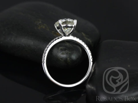 3ct Darcy 10x8mm 14kt Gold Moissanite Diamond Ultra Dainty Pave Oval Solitaire Ring