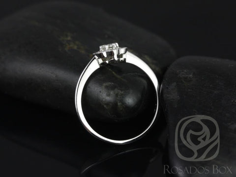 Ready to Ship Daisy 18kt White Gold WITH Milgrain Diamond Flower Cluster Ring, Rosados Box - Rosados Box