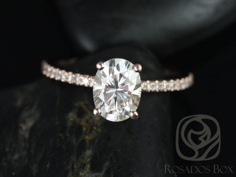 1.50ct Ready to Ship Darcy 8x6mm 14kt WHITE Gold Moissanite GH Diamond Dainty Oval Engagement Ring,Oval Solitaire Ring - Rosados Box
