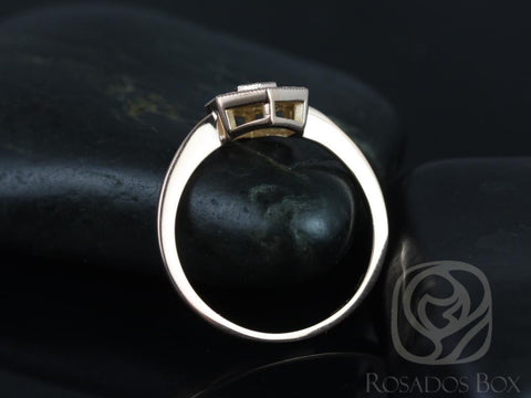 Mosaic 14kt Rose Gold Vintage Hexagon WITH Milgrain Diamonds Dainty Unique Cluster Ring - Rosados Box