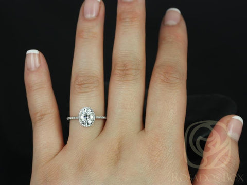 1.50cts Ready to Ship Rebecca 8x6mm 14kt White Gold Moissanite Diamond Oval Halo Ring