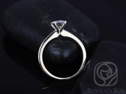 1ct Skinny Alberta 6.5mm 14kt Gold Forever One Moissanite Dainty Round Solitaire Engagement Ring