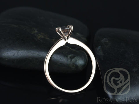 Ready to Ship Skinny Alberta 7mm 14kt WHITE Gold Round Morganite Dainty Round Solitaire Engagement Ring,Rosados Box