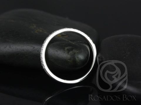 14kt White Gold Thin French Pave Diamond Matching Band to Heidi/ Hillary HALFWAY Eternity Ring - Rosados Box