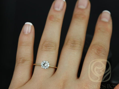 1ct Skinny Alberta 6.5mm 14kt Gold Forever One Moissanite Dainty Round Solitaire Engagement Ring