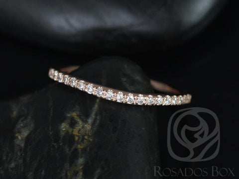 Curved Diamonds Pave Matching Band to Giselle HALFWAY Eternity Band Ring,14kt Solid Rose Gold,Rosados Box - Rosados Box