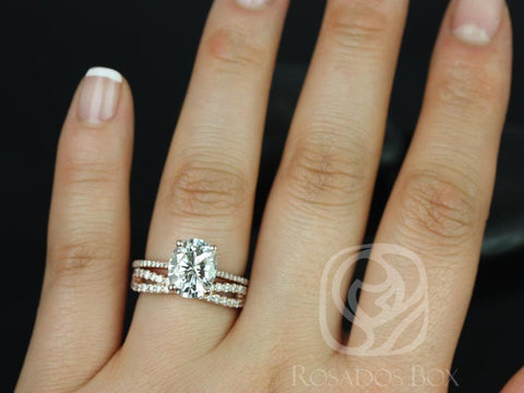 3cts Blake & Lima 14kt Rose Gold Moissanite Diamond Oval Solitaire Bridal Set - Rosados Box