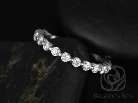 Medio Naomi 14kt Diamond Minimalist ALMOST Eternity Ring - Rosados Box