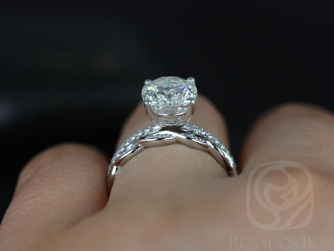 3ct Oval Forever One Moissanite Diamonds Thin Solitaire Accent Bridal Set,14kt White Gold,Darcy 10x8mm & Ember