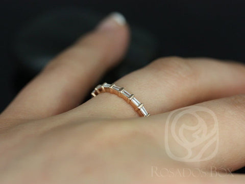 Ready to Ship Baguettella (size 5.75) 14kt Rose Gold East West Baguette Diamond FULL Eternity Ring - Rosados Box