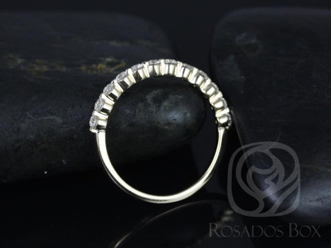 Petite Naomi 14kt Gold Diamond Dainty Floating Minimalist HALFWAY Eternity Ring - Rosados Box