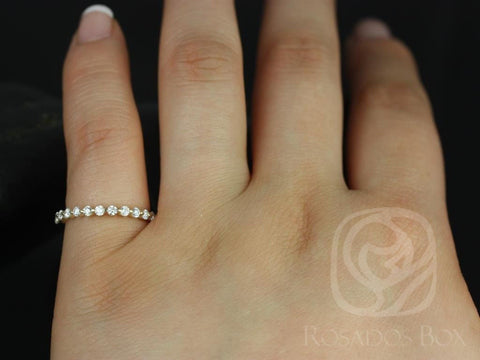 Petite Naomi 14kt Gold Diamond Dainty Floating Minimalist HALFWAY Eternity Ring - Rosados Box