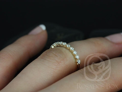 Petite Naomi 14kt Gold Diamond Dainty Floating Minimalist HALFWAY Eternity Ring - Rosados Box