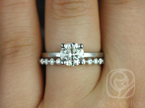 1.25ct Ella 7mm & Petite Naomi 14kt Moissanite Diamond Round Solitaire Bridal Set - Rosados Box