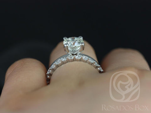 1.25ct Ella 7mm & Petite Naomi 14kt Moissanite Diamond Round Solitaire Bridal Set - Rosados Box