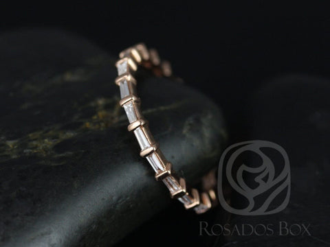 Ready to Ship Baguettella (size 4.25) 14kt Rose Gold East West Baguette Diamond FULL Eternity Ring - Rosados Box