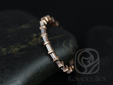 Ready to Ship Baguettella (size 5) 14kt Rose Gold East West Baguette Diamond FULL Eternity Ring - Rosados Box