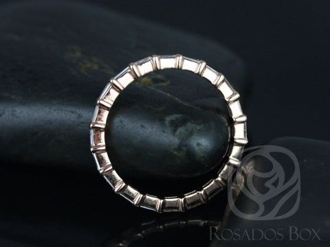 Ready to Ship Baguettella (size 5) 14kt Rose Gold East West Baguette Diamond FULL Eternity Ring - Rosados Box
