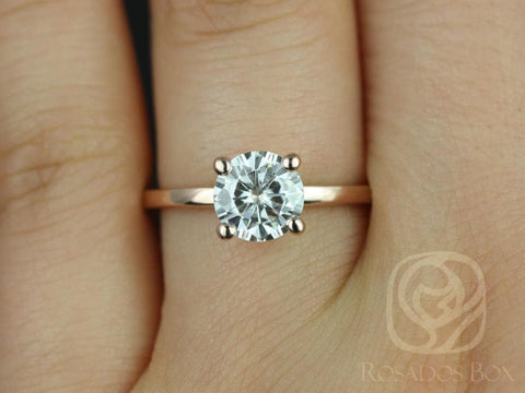 1.20ct Ella 7mm 14kt Gold NEO Moissanite Minimalist Dainty 4 Prong Round Solitaire Engagement Ring