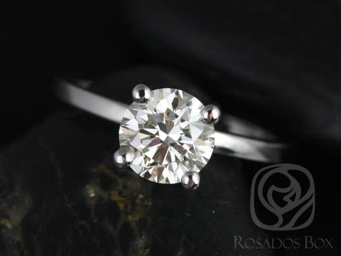 Ella 7mm 14kt White Gold Round Moissanite Tulip Solitaire Engagement Ring - Rosados Box